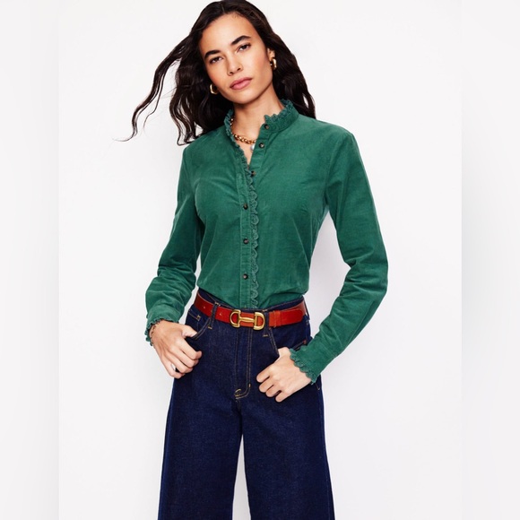 NWT BODEN Phoebe Cord Shirt in Spruce Green - Picture 1 of 10